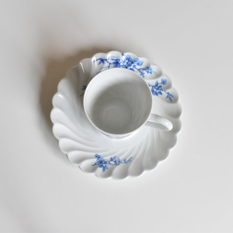Vintage Coffee Cup & Saucer Limoges Haviland Cerisier Bleu A