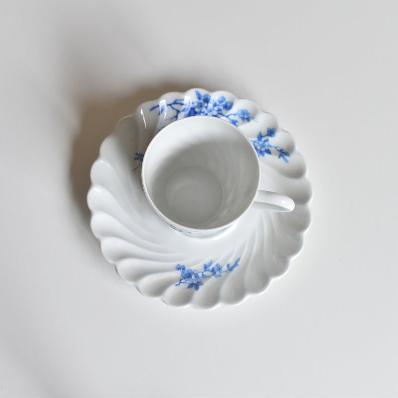 Vintage Coffee Cup & Saucer Limoges Haviland Cerisier Bleu B
