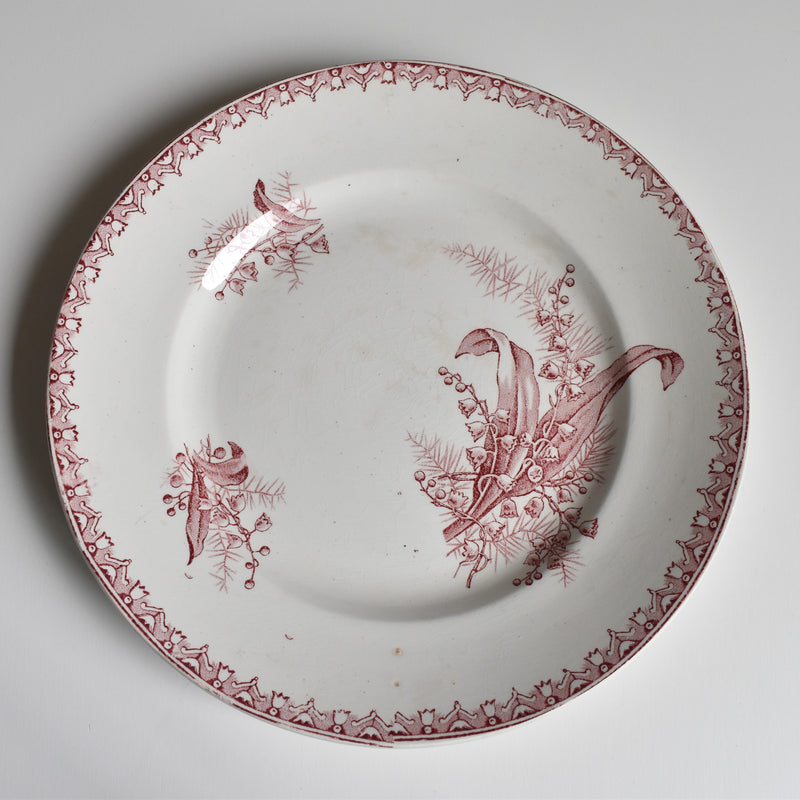 Antique Plate Saint-Amand Dinosaure Muguet (Pink) A