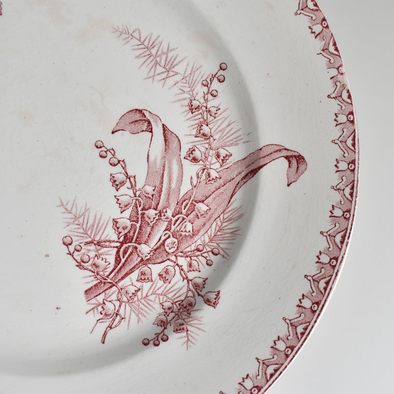 Antique Plate Saint-Amand Dinosaure Muguet (Pink) A