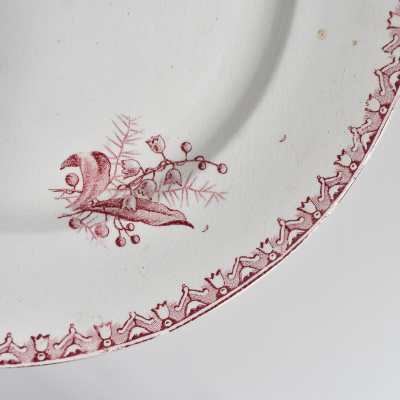Antique Plate Saint-Amand Dinosaure Muguet (Pink) A