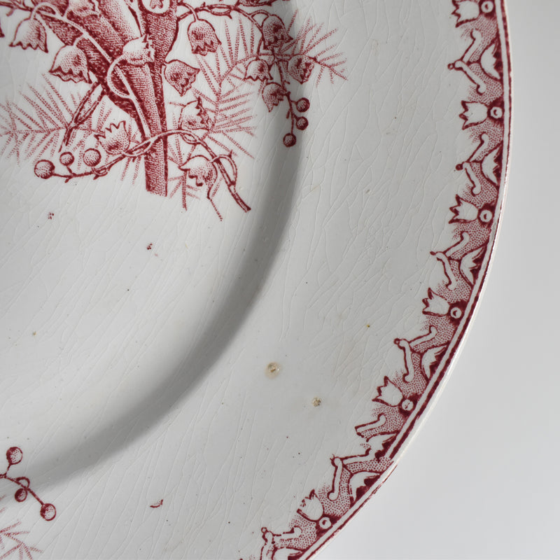 Antique Plate Saint-Amand Dinosaure Muguet (Pink) A