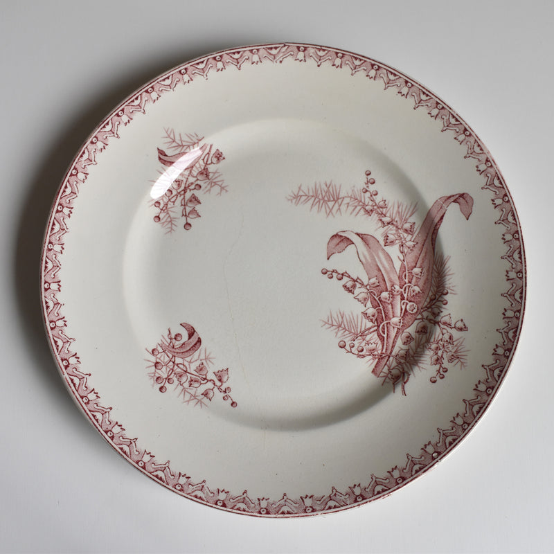 Antique Plate, Saint-Amand Dinoder, Muguet (Pink) D