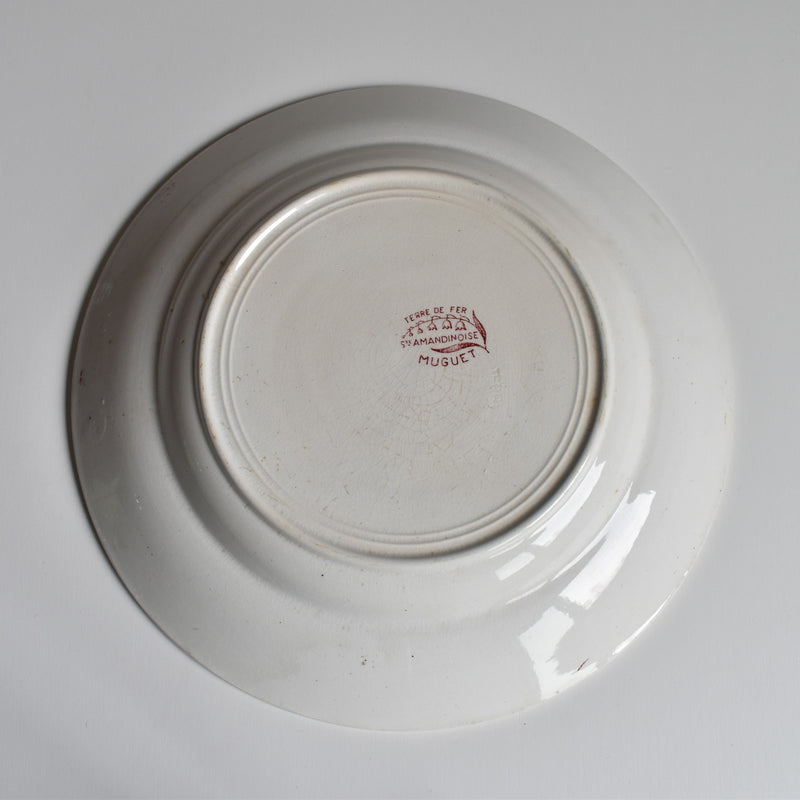 Antique deep plate, Sarreguemines Muguet (Red) A