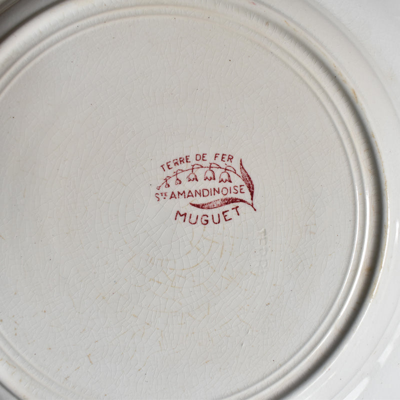 Antique deep plate, Sarreguemines Muguet (Red) A