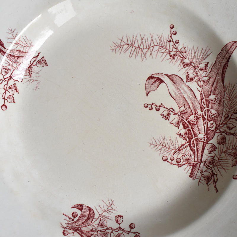 Antique deep plate, Sarreguemines Muguet (Red) A