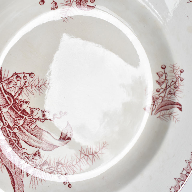Antique deep plate, Sarreguemines Muguet (Red) A