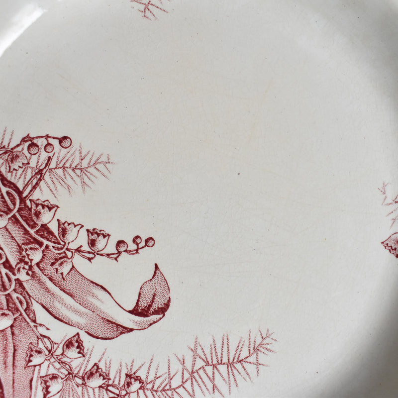 Antique deep plate, Sarreguemines Muguet (Red) A