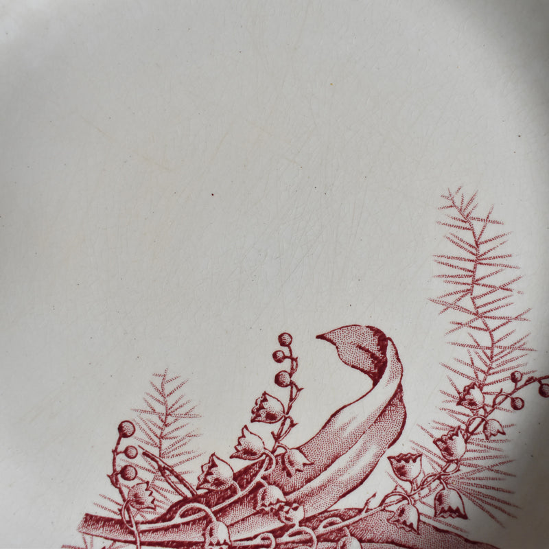 Antique deep plate, Sarreguemines Muguet (Red) A