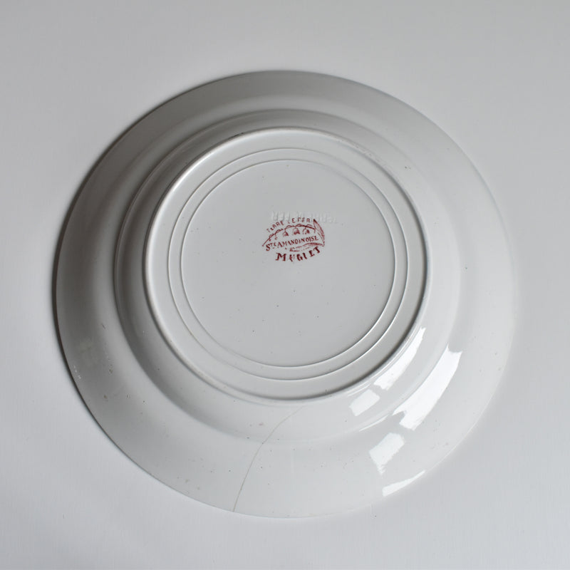 Antique Deep Plate, Saint-Amand Dinouze, Muguet (Red) B