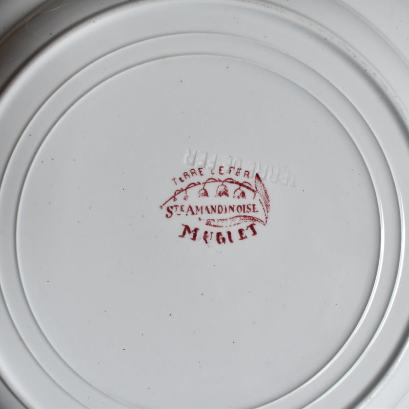 Antique Deep Plate, Saint-Amand Dinouze, Muguet (Red) B