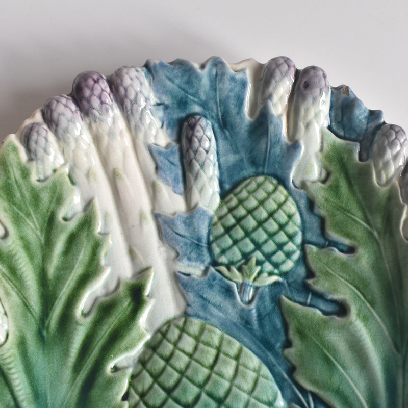 Antique Barbotine Asparagus & Artichoke