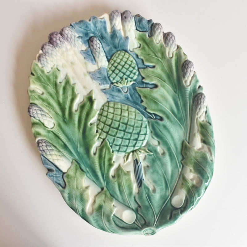 Antique Barbotine Asparagus & Artichoke