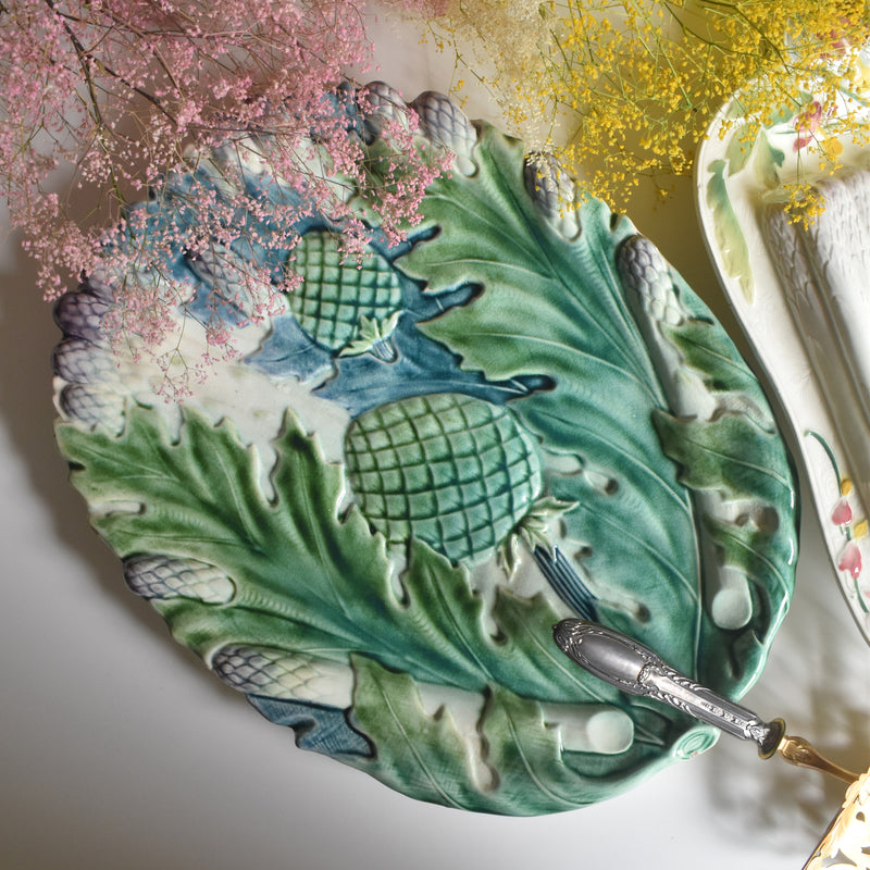 Antique Barbotine Asparagus & Artichoke