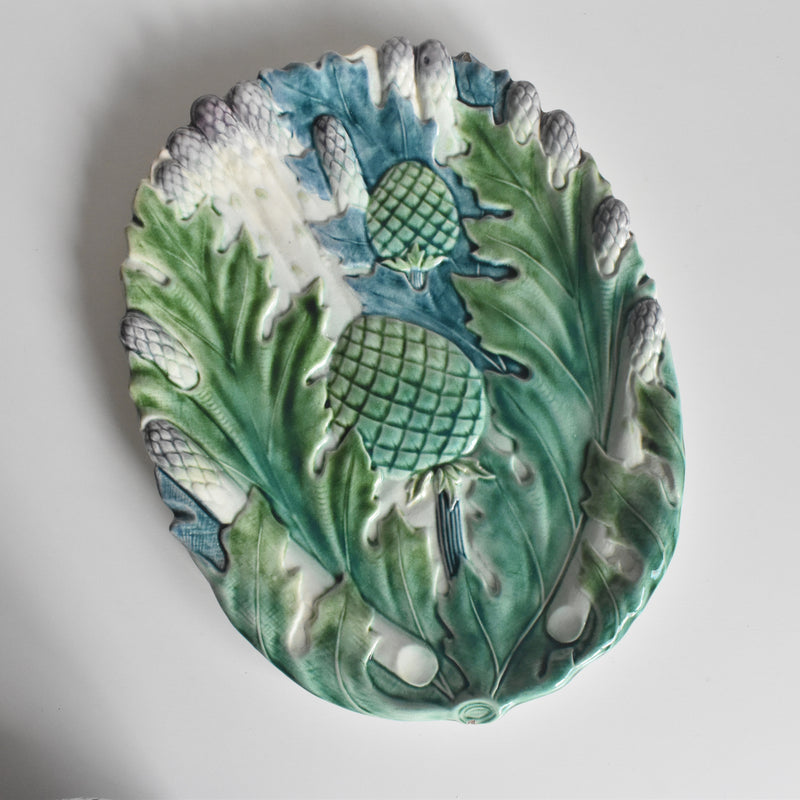 Antique Barbotine Asparagus & Artichoke