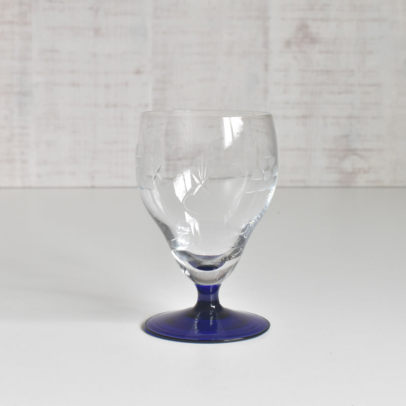 Antique glass, blue stem