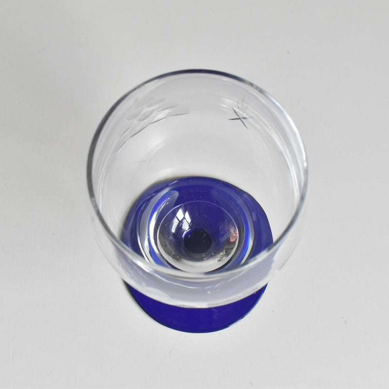 Antique glass, blue stem