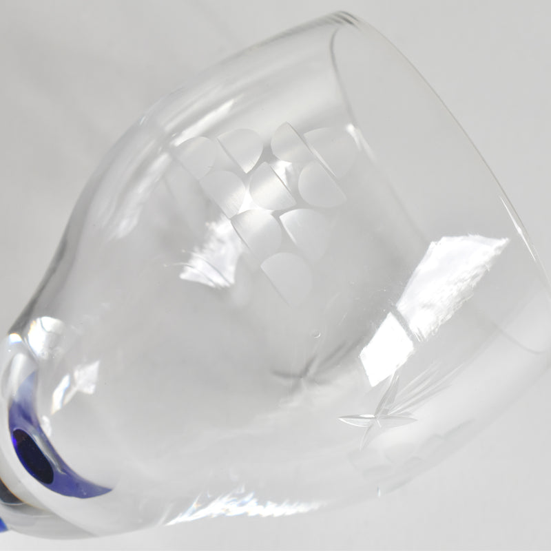 Antique glass, blue stem