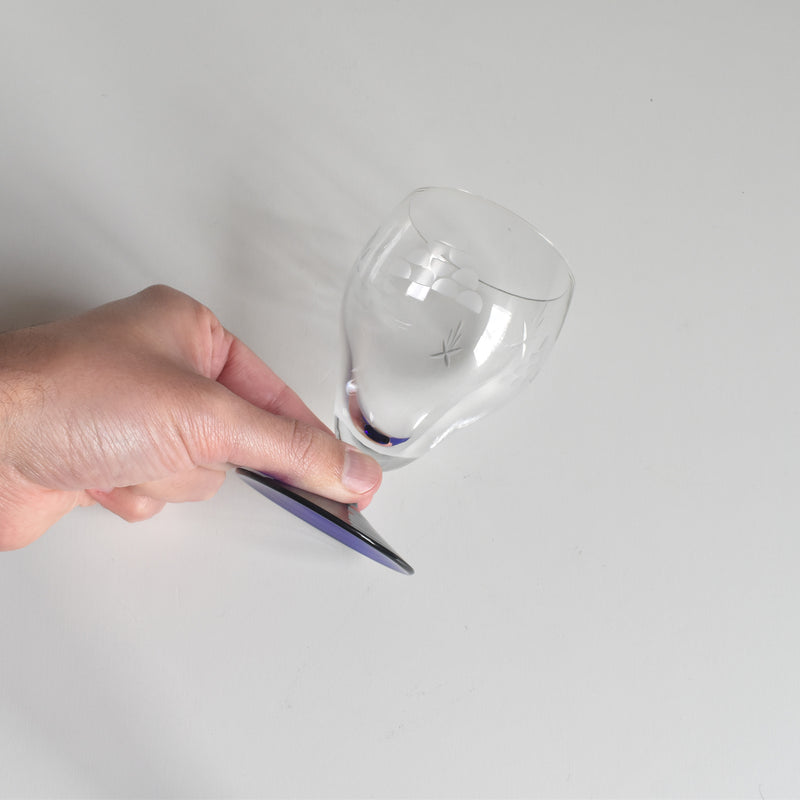 Antique glass, blue stem