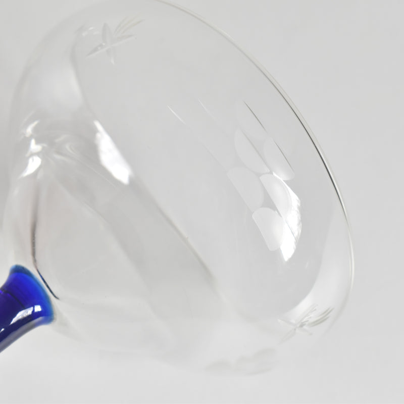 Antique Champagne Coupe Blue Stem