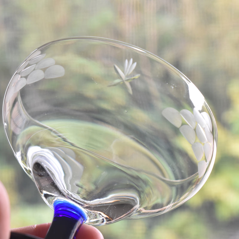 Antique Champagne Coupe Blue Stem