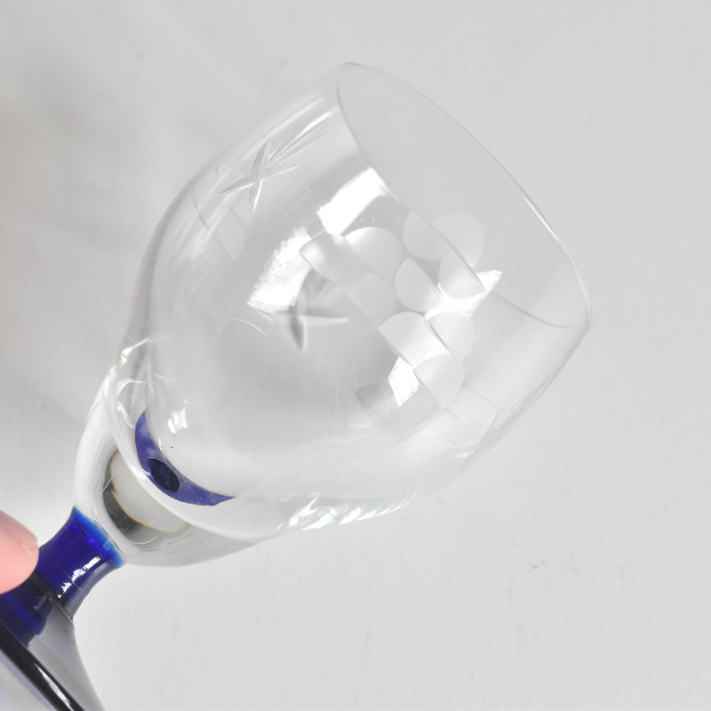 Antique Port Wine Glass, Blue Stem