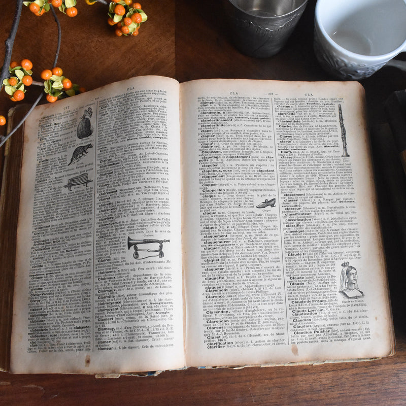 アンティーク本 Larousse classique illustré 1914年 （辞書）
