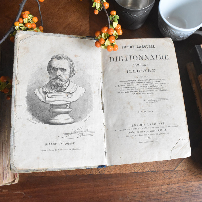 Antique Book: Pierre Larousse Dictionnaire Complet, 1890 (Dictionary)