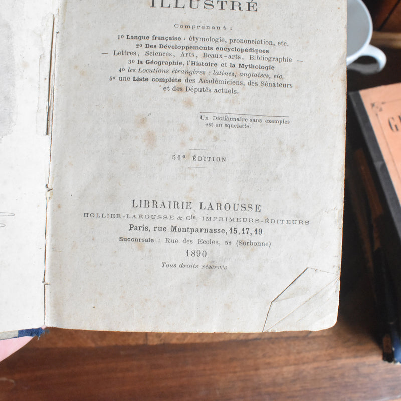 Antique Book: Pierre Larousse Dictionnaire Complet, 1890 (Dictionary)