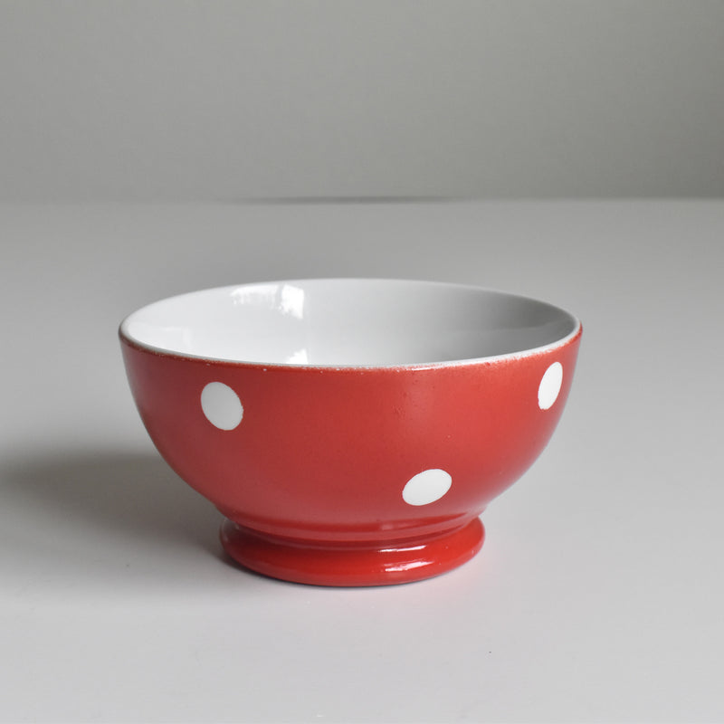 Vintage Cafe au Lait Bowl Longchamp Rouge Pois Blanc