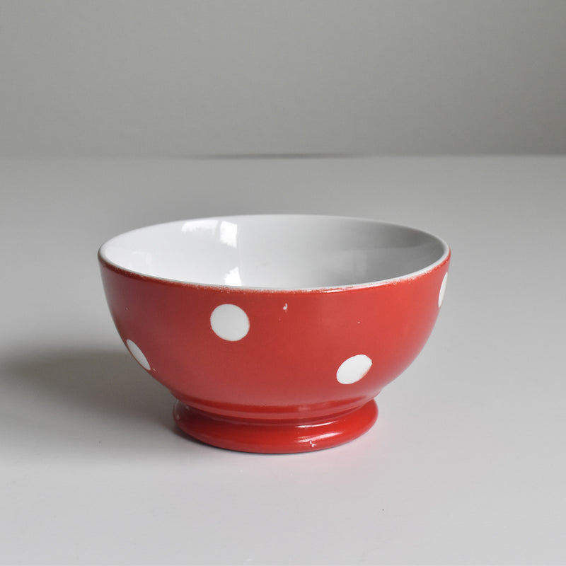 Vintage Cafe au Lait Bowl Longchamp Rouge Pois Blanc