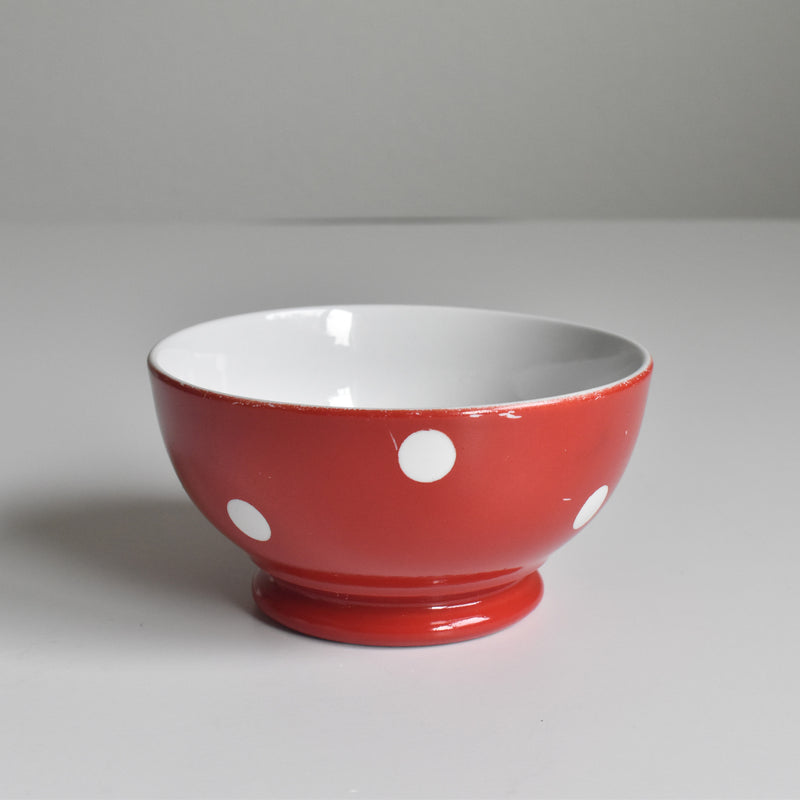Vintage Cafe au Lait Bowl Longchamp Rouge Pois Blanc