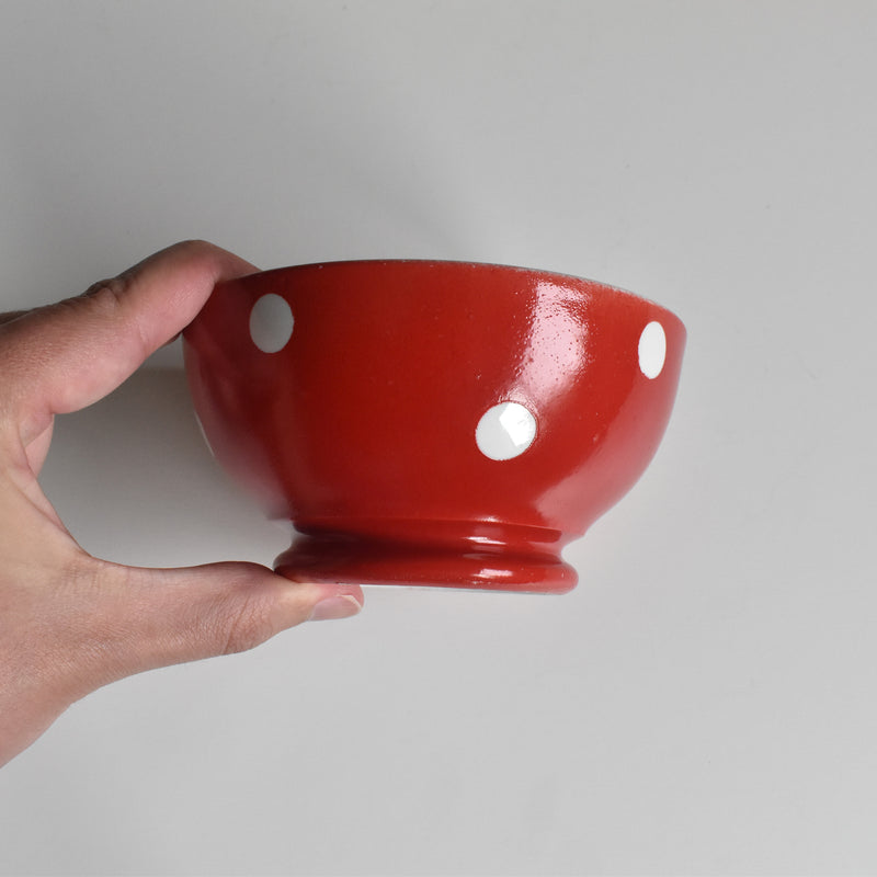 Vintage Cafe au Lait Bowl Longchamp Rouge Pois Blanc