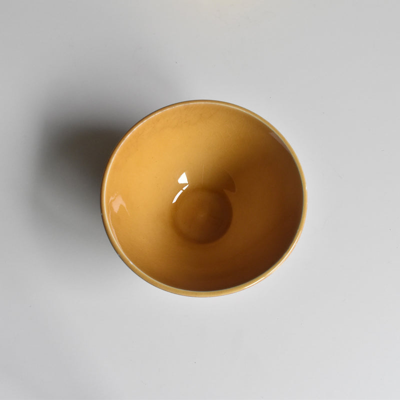 Vintage Cafe au Lait Bowl Digoin & Sarreguemines White Polka Dot Brown