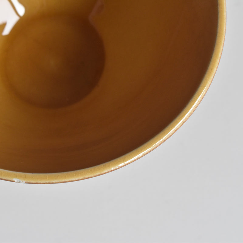 Vintage Cafe au Lait Bowl Digoin & Sarreguemines White Polka Dot Brown