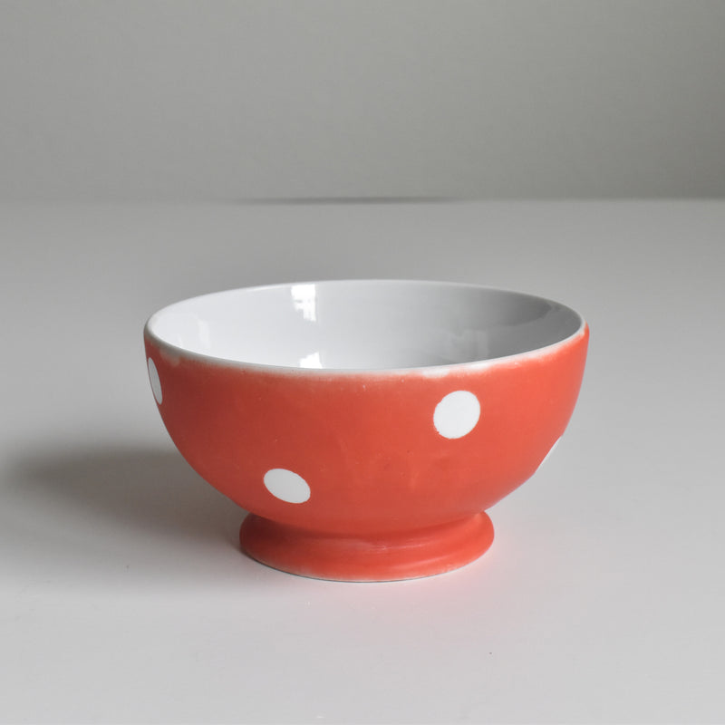 Vintage Cafe au Lait Bowl Rouge Pois Blanc