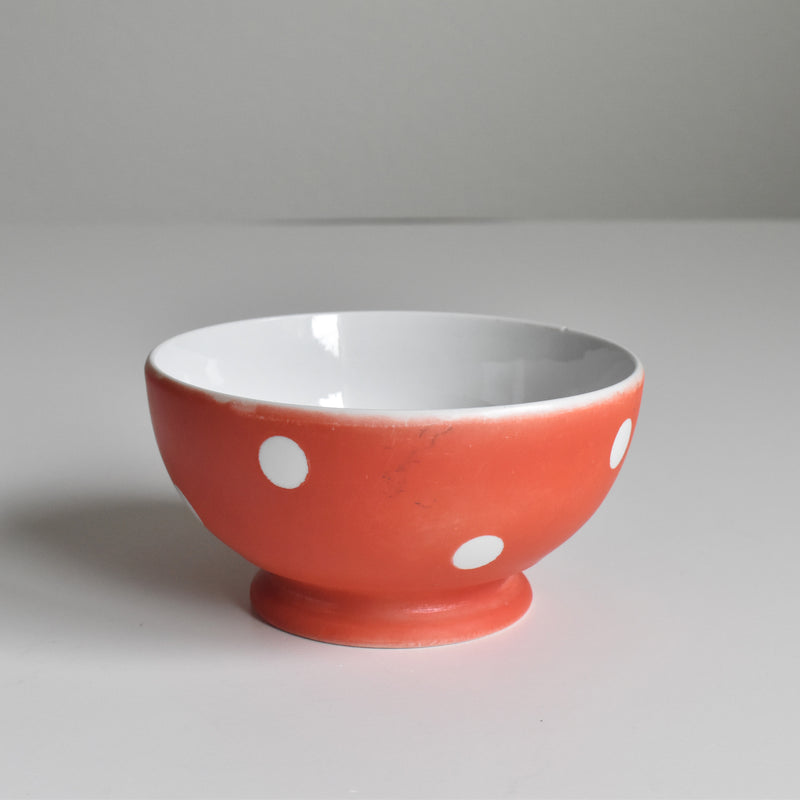 Vintage Cafe au Lait Bowl Rouge Pois Blanc