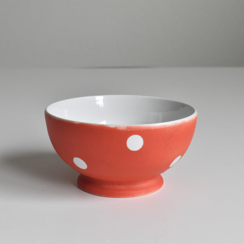 ヴィンテージカフェオレボウル Rouge pois blanc