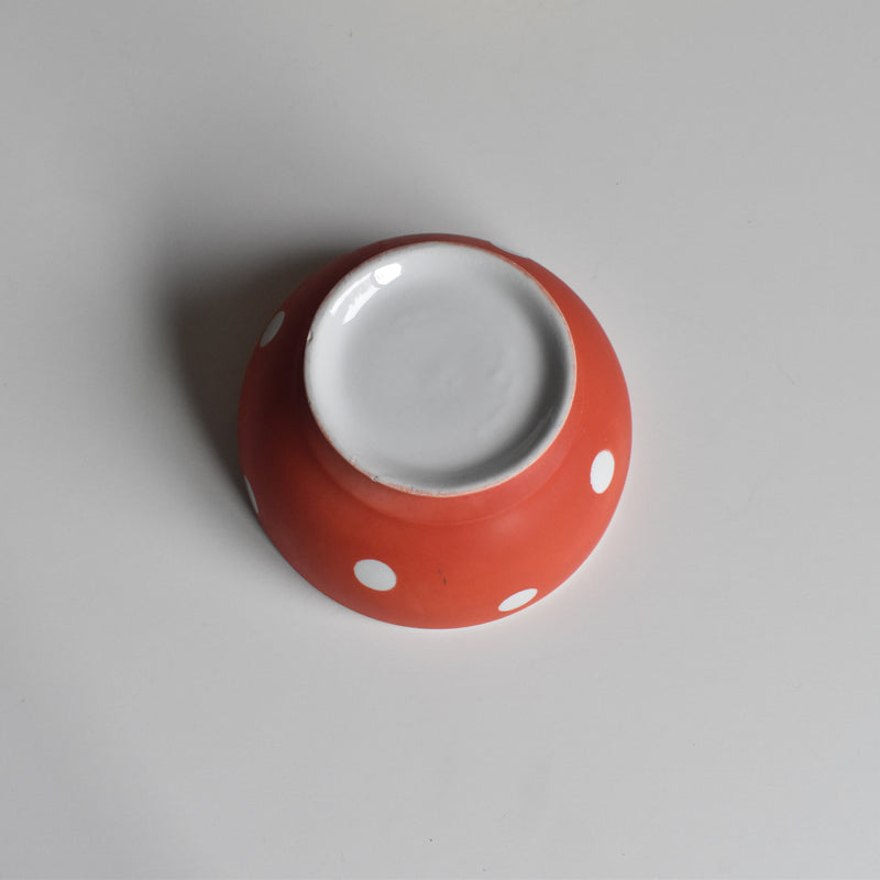 Vintage Cafe au Lait Bowl Rouge Pois Blanc