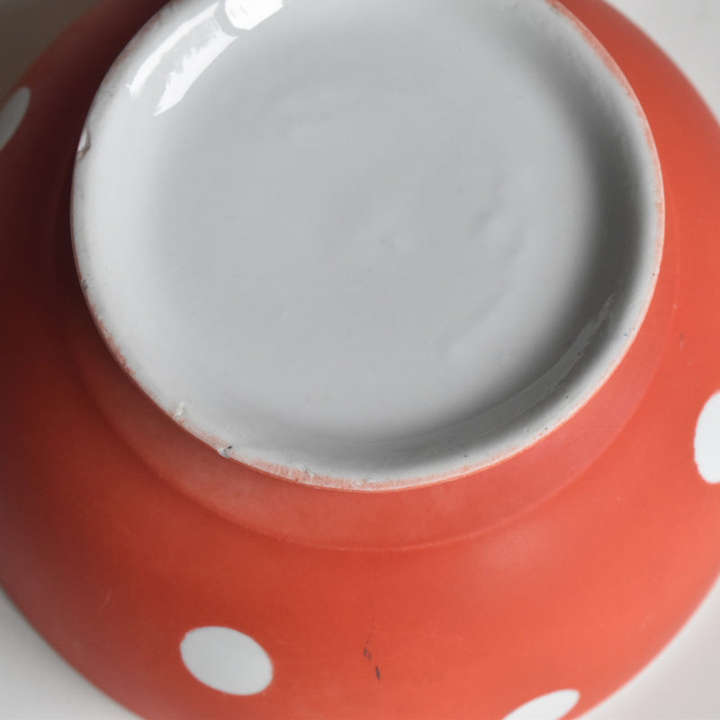Vintage Cafe au Lait Bowl Rouge Pois Blanc