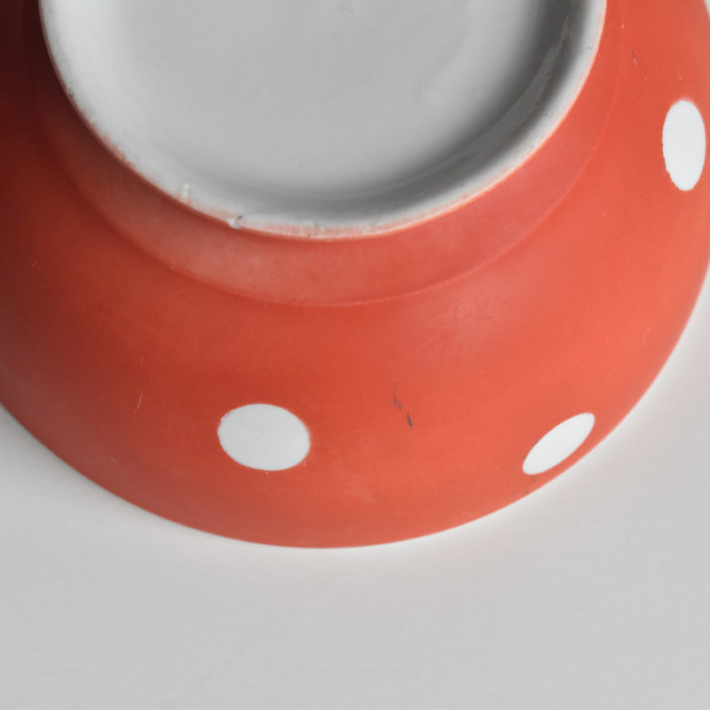 Vintage Cafe au Lait Bowl Rouge Pois Blanc