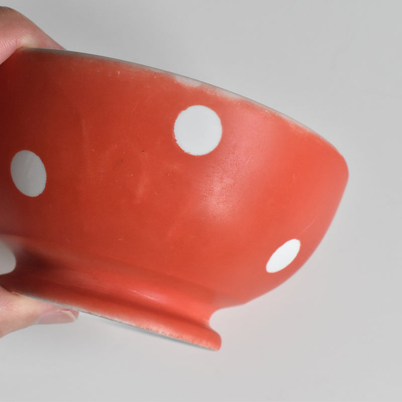 Vintage Cafe au Lait Bowl Rouge Pois Blanc