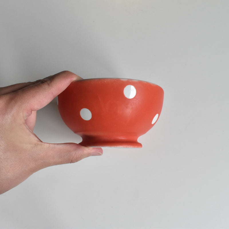 Vintage Cafe au Lait Bowl Rouge Pois Blanc