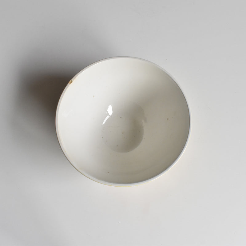 Vintage Cafe au Lait Bowl Digoin & Sarreguemines Yellow with White Polka Dots