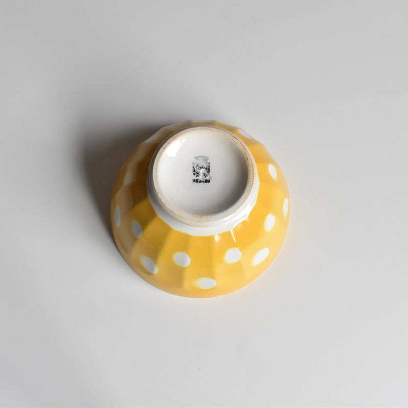 Vintage Cafe au Lait Bowl Digoin & Sarreguemines Yellow with White Polka Dots