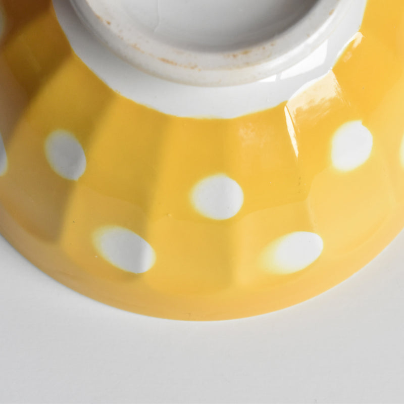 Vintage Cafe au Lait Bowl Digoin & Sarreguemines Yellow with White Polka Dots