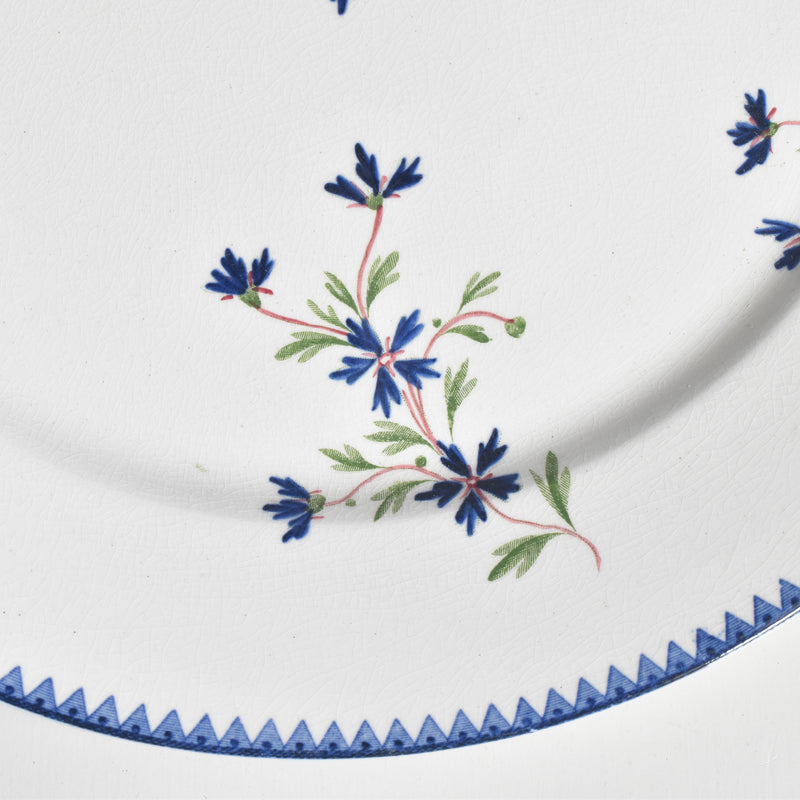 Antique pedestal plate, Émile Bourgeois "Bleuet" (cornflower)