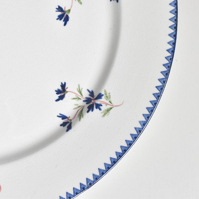 Antique pedestal plate, Émile Bourgeois "Bleuet" (cornflower)
