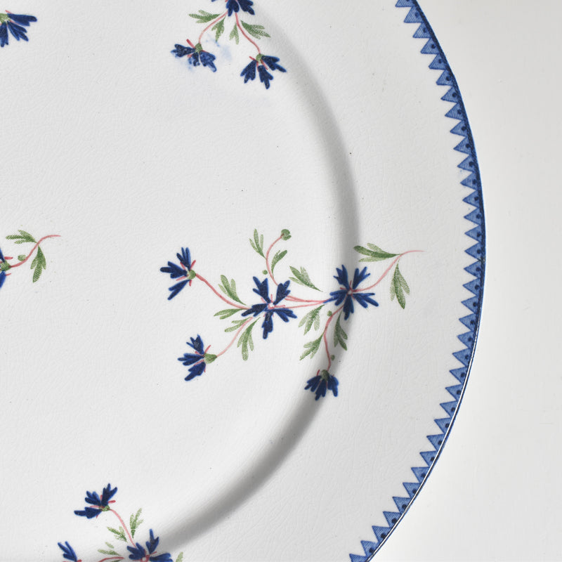 Antique pedestal plate, Émile Bourgeois "Bleuet" (cornflower)