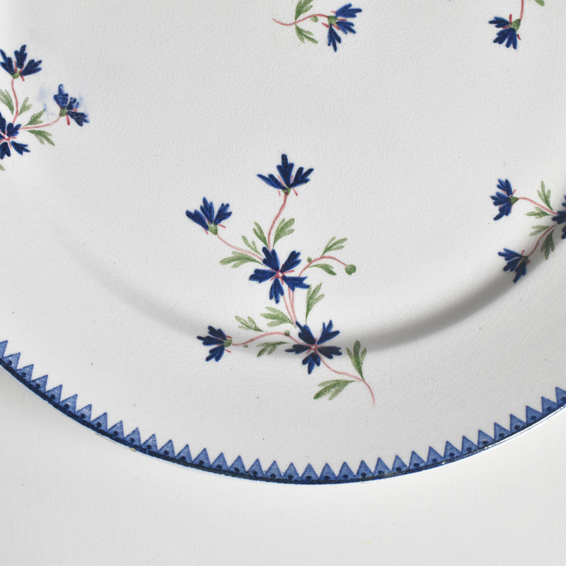 Antique pedestal plate, Émile Bourgeois "Bleuet" (cornflower)